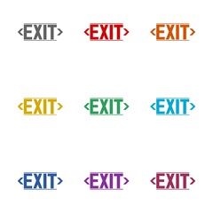 Exit sign icon isolated on white background. Set icons colorful