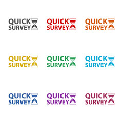 Quick survey sand clock icon isolated on white background. Set icons colorful