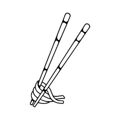 chopsticks holding noodles outline