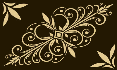 Creative Elegant Gold Floral Ornament on Black Background