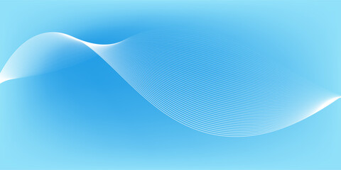 Abstract blue gradient background with shining lines waves. Minimalist background for banner, poster, cover, brochure,