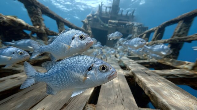 Underwater Action View from Scuba Divers with Swimming Fish