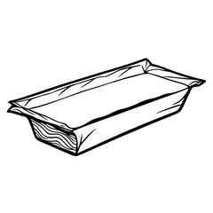 Aluminum foil baking tray sketch in simple line art style  