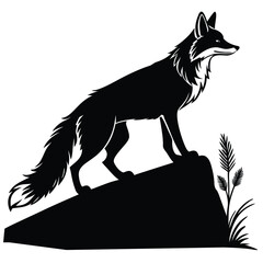 black silhouette of a fox vector, ai generator