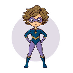 Superhero child cartoon character Vector illustration design