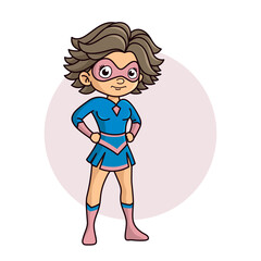 Superhero child cartoon character Vector illustration design