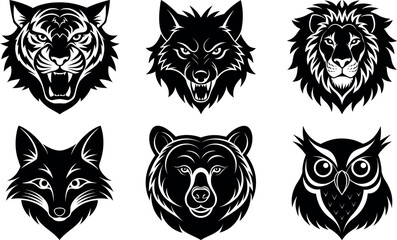 Wild Animal Head Set Scaleable vector collection
