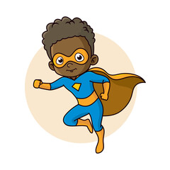 Superhero child cartoon character Vector illustration design