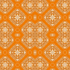 Orange and White Floral Pattern Seamless Design Elegant Textile Background