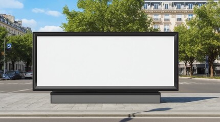 Advertisement mockup. Blank empty billboard on the city street in Rome, Italy