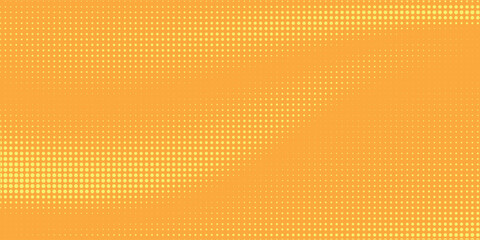 Yellow halftone pattern. Retro comic gradient background. Bright orange pixelated dotted texture overlay. Cartoon pop art faded gradient pattern.