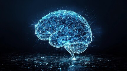Digital glowing polygonal brain interface