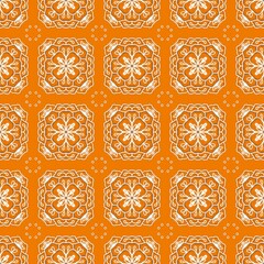 Orange and White Seamless Geometric Pattern Elegant Floral Design