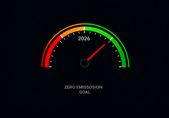 Zero emission goal meter showing progress towards 2026 target