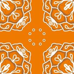 Orange and White Floral Mandala Pattern Design