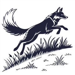 black silhouette of a fox vector, ai generator