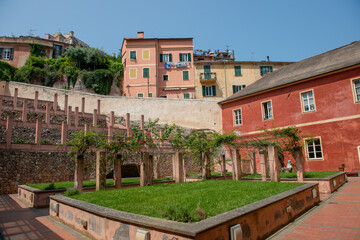 Ancient colored houses in the f Finalborgo