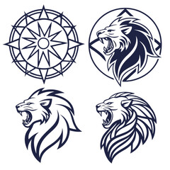 Obraz premium Phoenix tribal lion head tattoo design vector illustration