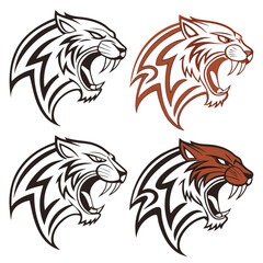 Fototapeta premium A striking tribal lion head tattoo vector illustration, perfect for a powerful animal logo or mascot design