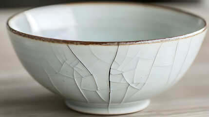 Light gray, shallow bowl with intentional crazing.  The design features a subtle crackle pattern on the surface, creating a textured effect.  