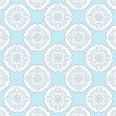 Seamless Pastel Blue and White Floral Pattern Elegant Damask Design for Backgrounds and Textiles