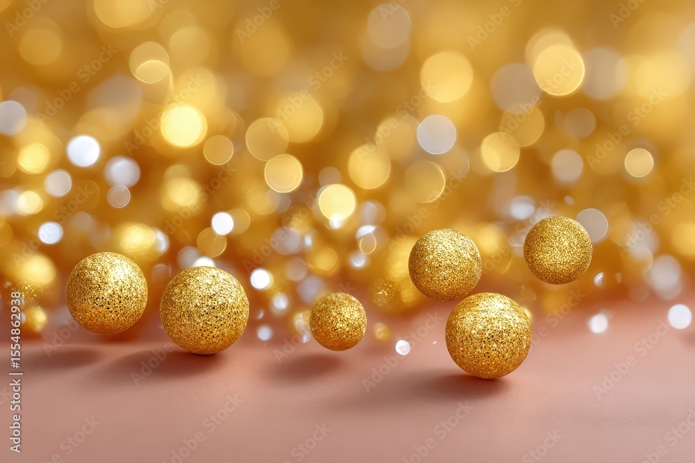 Wall mural shimmering gold bokeh background with soft focus and abstract feel