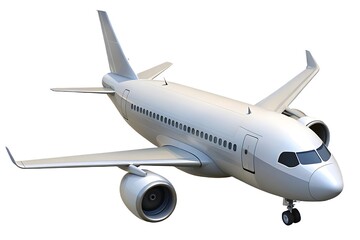 Obraz premium White passenger airplane illustration isolated on white background showing wings tail and engines