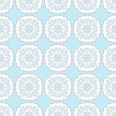 Pastel Blue and White Floral Seamless Pattern Design