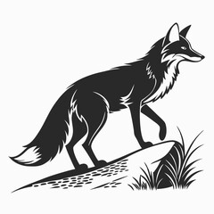 black silhouette of a fox vector, ai generator