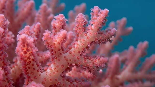 Close-Up of Pink Soft Coral Swaying Underwater in Tropical Ocean