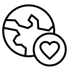 Earth Heart  Icon Element For Design	