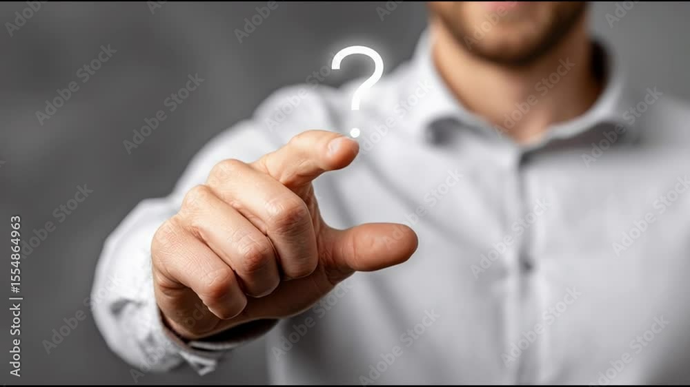 Poster man pointing at a lightbulb to clarify the ask and define exactly what is needed in a creative or bu