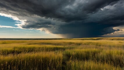 Stormy sky over open field