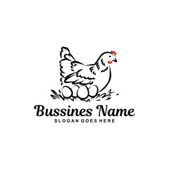 Hen with Eggs Logo Design