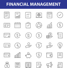 Financial Management Line Icons, Budget, Savings, Expense Report, Investment, Wallet, Currency, Calculator, and More , Editable Formats: AI, EPS, JPG, PNG , Ideal for Both Digital and Print Use