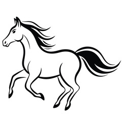 Obraz premium Elegant Minimalist Silhouette of a Running Horse Vector Illustration