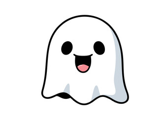 Fototapeta premium Cute Cartoon Ghost with Wide Open Happy Expression.