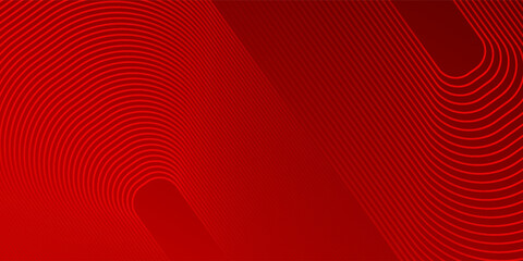 Red abstract background with glowing geometric lines. Modern shiny red gradient diagonal rounded lines pattern. art