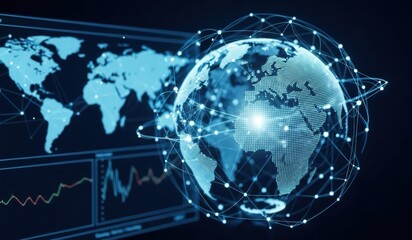 Fototapeta premium Detailed Digital Representation of Global Connectivity and Data Visualization in a Technology-Driven World