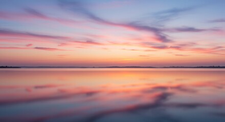 Sunset reflection on calm water
