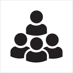 Teamwork and Collaboration Icon - User Group Silhouette in Flat Style