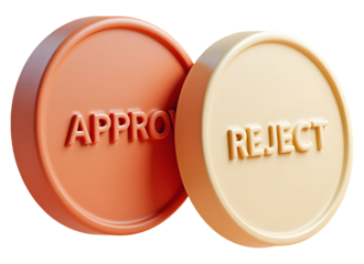 Orange approve and cream reject tokens represent clear choice