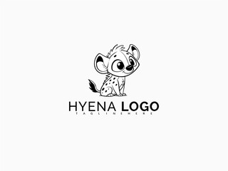 Baby cartoon hyena face logo vector in black and white. Ideal for branding kids’ merchandise, zoo product labels, sticker sets, and fun animal-themed storybooks.

