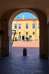 square in the downtown of ferrara city italy