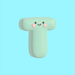 Cute Pastel 3D Alphabet Letter T