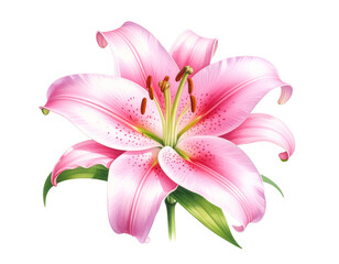 pink lily on white background