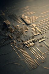 Circuit board details golden lines tech
