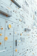 Complex futuristic interface with circuits display