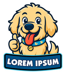Logo style Golden Retriever Dog Vector file. Smiled happy dog vector.