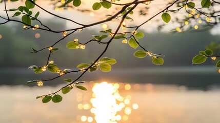 Delicate leaves illuminated by the golden sunlight.
